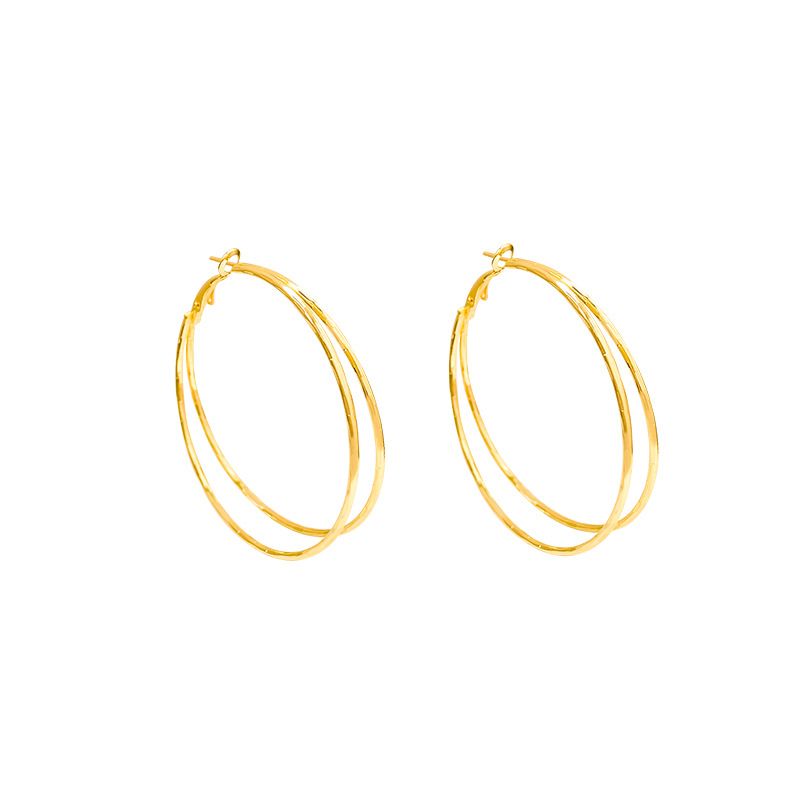Pendientes de aro de doble capa, elegantes y exagerados, de gran tamaño, para mujer, con un diseño de nicho ligero y lujoso, estilo de celebridad de Internet._voghion.com