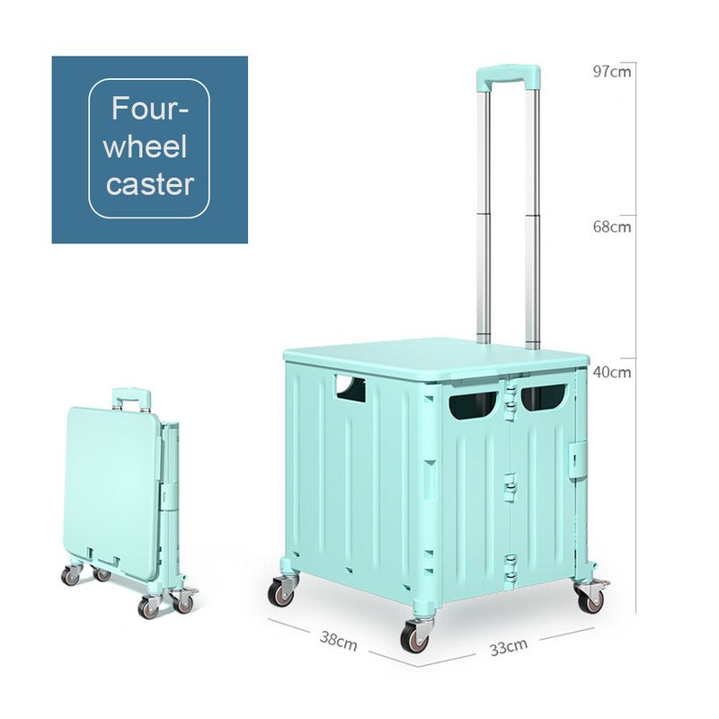 45L Folding Shopping Trolley Grocery Cart Crate Box Wheeled Boot Cart Portable A_voghion.com