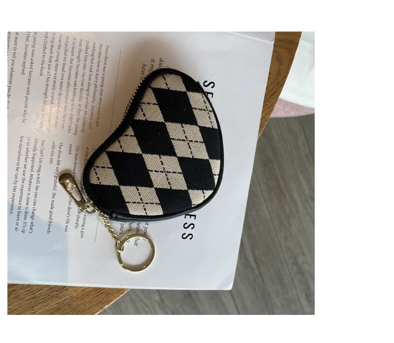 Portamonete in tela a righe vintage - Mini portafoglio classico a quadri per donna, compatto ed elegante da portare tutti i giorni_voghion.com