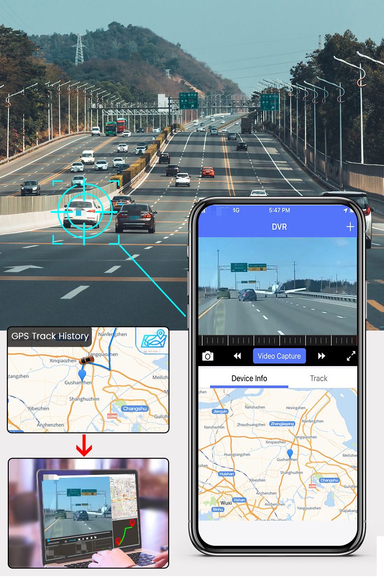2K Driving Recorder Hidden Dashboard Camera Remote Monitoring Wireless Network GPS_voghion.com