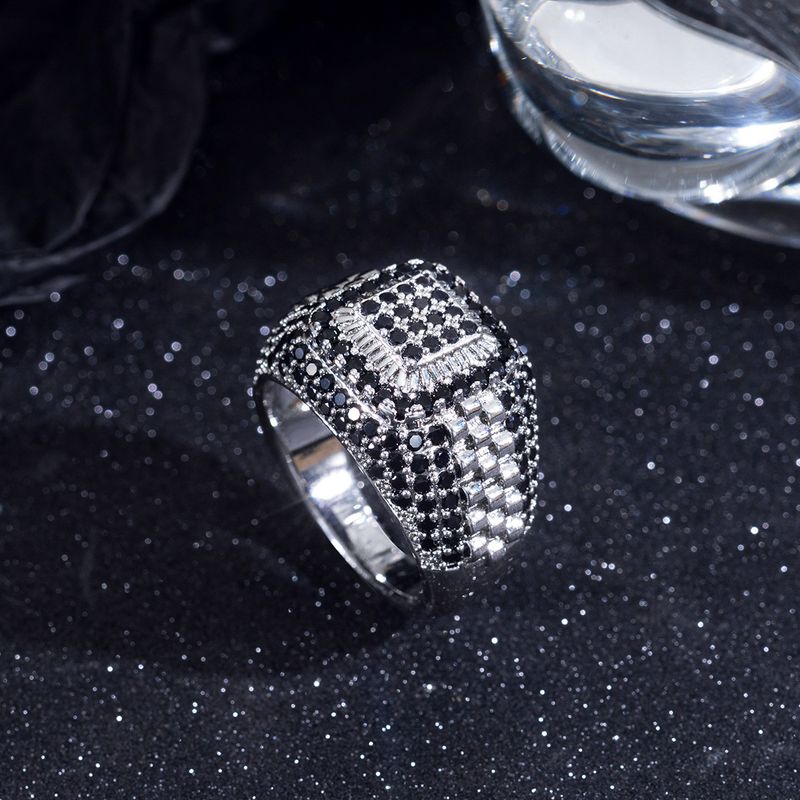 Anello da uomo alla moda, in stile hip hop, con micro borchie, stile business, stile High Street, classico, pop e con diamanti._voghion.com