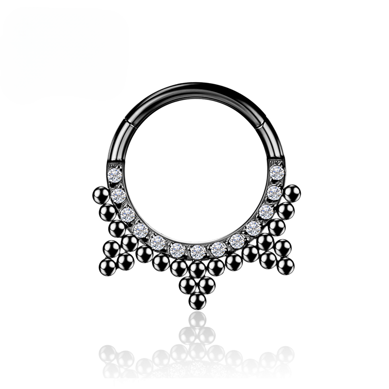 F136 Titanium Nose ring Cartilage Hoop Earrings Septum Clicker 16G Tragus Piercing Lobe Hinged Segment Helix Zircon Body Jewelry_voghion.com