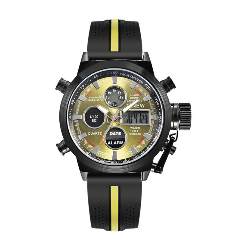 Reloj deportivo multifunción con doble horario y correa de goma para hombre de XINEW_voghion.com