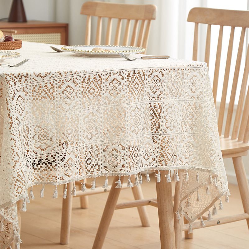Nappe de style rétro, nappe rectangulaire de haute qualité, décoration d'ambiance tricotée_voghion.com