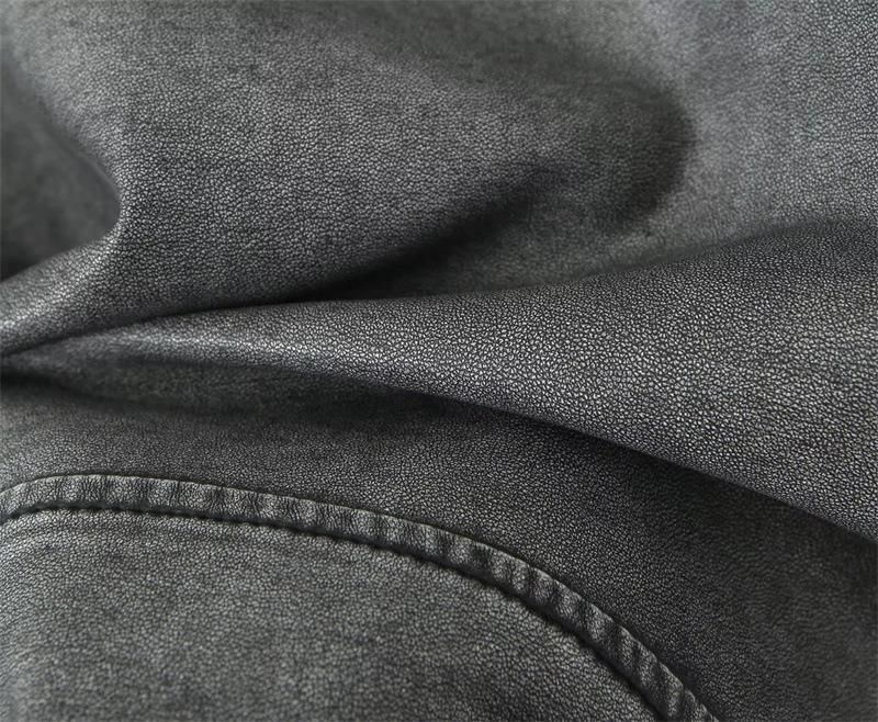 Giacca in similpelle vintage da donna – Cappotto oversize in PU con effetto slavato, stile biker streetwear con cerniera (grigio/verde militare/nero, S-L)_voghion.com