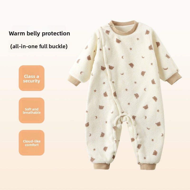 Baby-Einteiler aus dickem Fleece, Kinderpyjama für Herbst und Winter, warmer Baby-Schlafsack, Loungewear der Klasse A_voghion.com