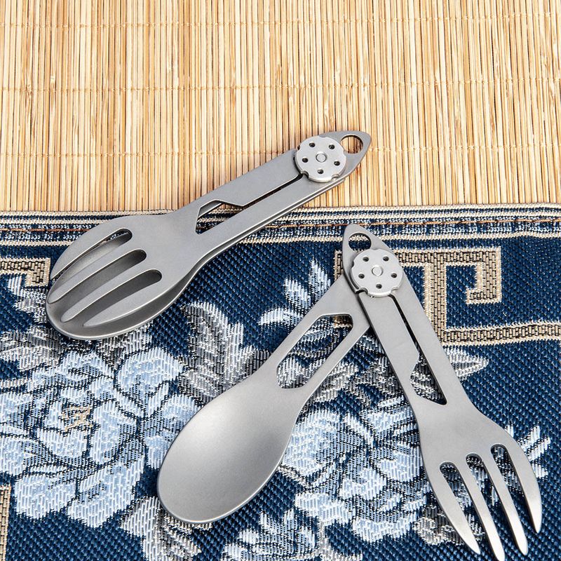 Outdoor Multifunctional Titanium Alloy Dual-use Bottle Can Opener Fish Fork Spoon Camping Tableware Portable_voghion.com
