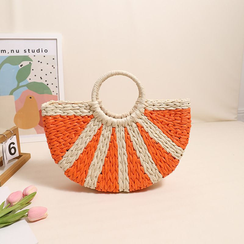 Neue Halbkreis Damen gewebte Tasche Halbkreis Stroh Tasche Handtasche Urlaub Strand Tasche_voghion.com