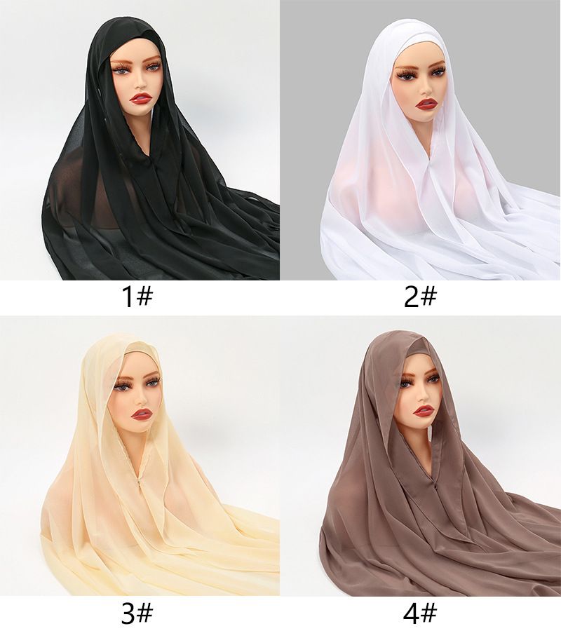 Hot Selling New Lazy Chiffon Convenient Headscarf With Magnetic Buckle Fixed Anti-drop Solid Color Versatile Scarf_voghion.com
