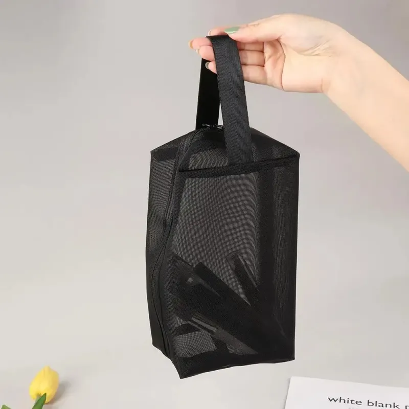 1PC Reise Schwarz Mesh Kosmetik Tasche Zipper Make-Up Für Frauen Waschen Toiletry Organizer Tragbare Lagerung Beutel 250318l_voghion.com