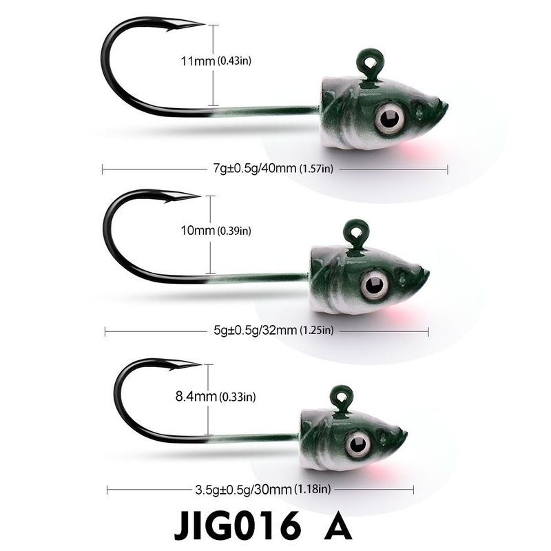 Señuelo de cabeza de plomo anti-enganche de 3,5 g, 5 g y 7 g con anzuelo blando_voghion.com