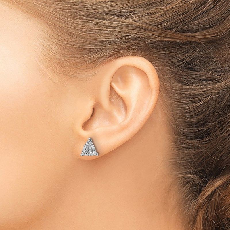 14k White Gold 1/2 Carat Lab Grown Diamond VS/SI+ G+ Complete Triangle Cluster Post Earrings_voghion.com