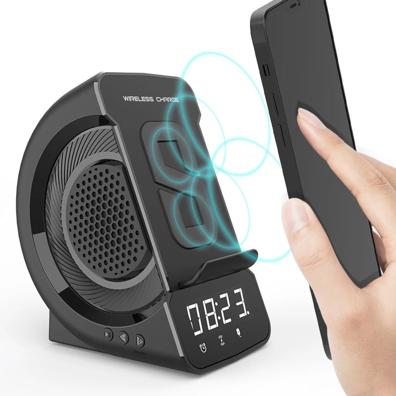 Wireless Charging Telefon Holder mat 5.0 Bluetooth Speaker Wecker Musek Player Digital Display Smart Phone Charger Stander_voghion.com
