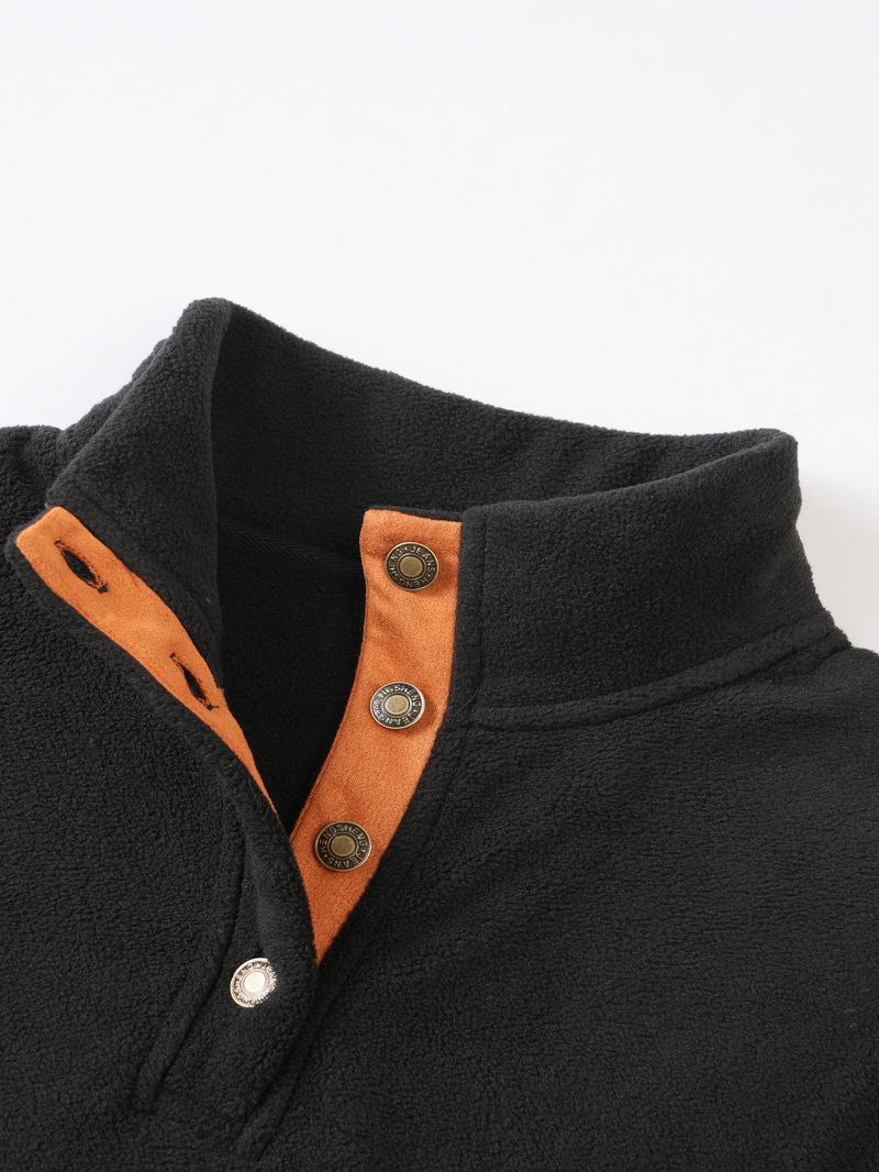 Abbigliamento da uomo Felpa color-block con colletto alto da uomo – Pullover slim fit con pannelli a contrasto per uno stile minimalista moderno_voghion.com