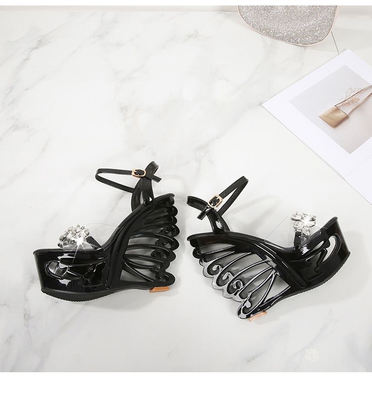 Women's Strappy High Heel Sandals - Rhinestone Decor & Comfortable Platform For Parties_voghion.com