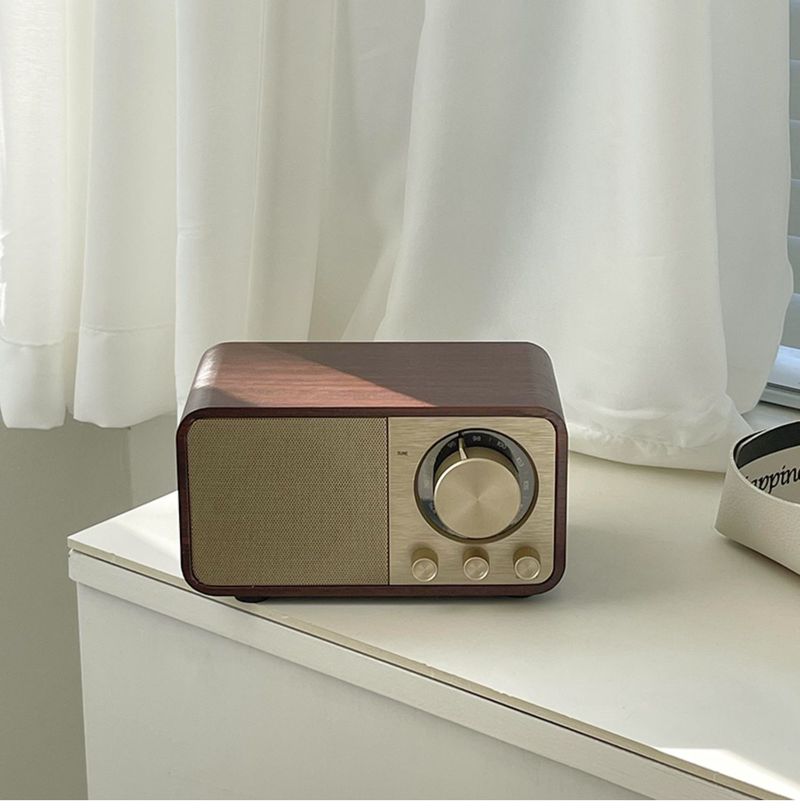 Kreatywny drewniany ładny Bluetooth Audio Retro przenośny subwoofer Sound Box Radio Photo Props z anteną_voghion.com