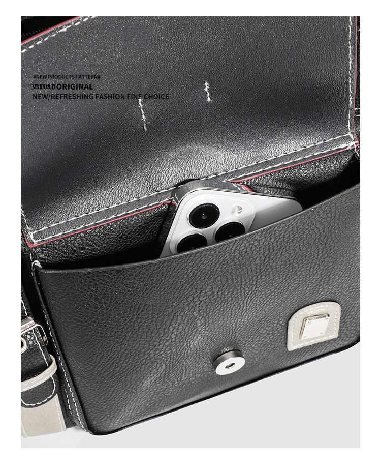 Borsa a tracolla da donna, stile retrò, in morbida pelle, stile Y2K, grande borsa da moto, borsa da donna alla moda in pelle vegetariana con colori a contrasto_voghion.com