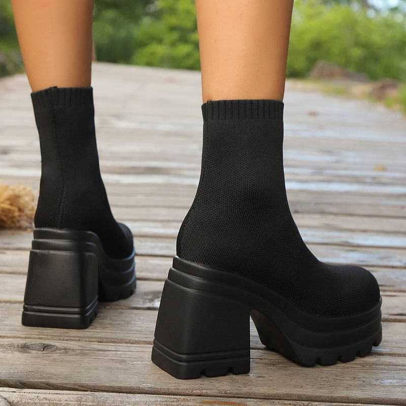 Plus-koon cowboy-nilkkurit, naisten vedenpitävät korkokengät, muodikkaat platform-saappaat_voghion.com