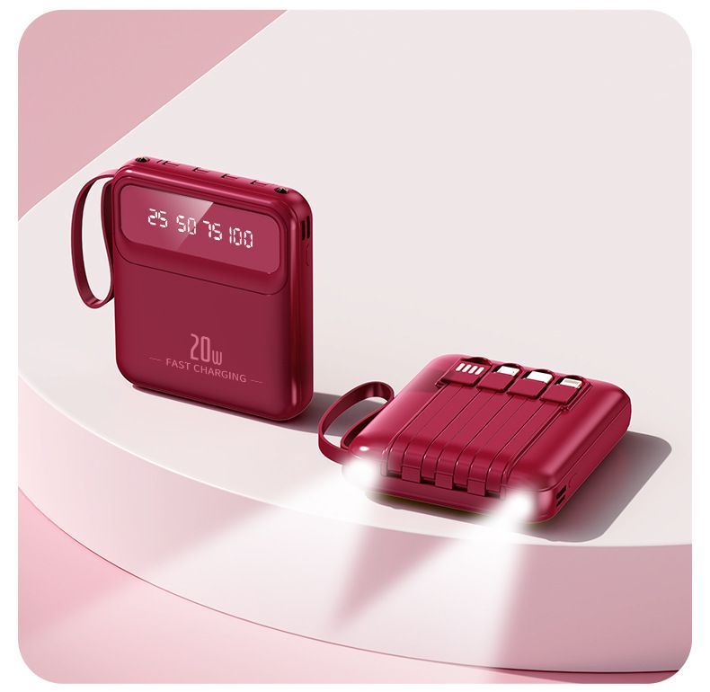 New Mini Bank With Built-in Cable 20000mAh Compact Portable Mobile Power Gift LG Customization_voghion.com
