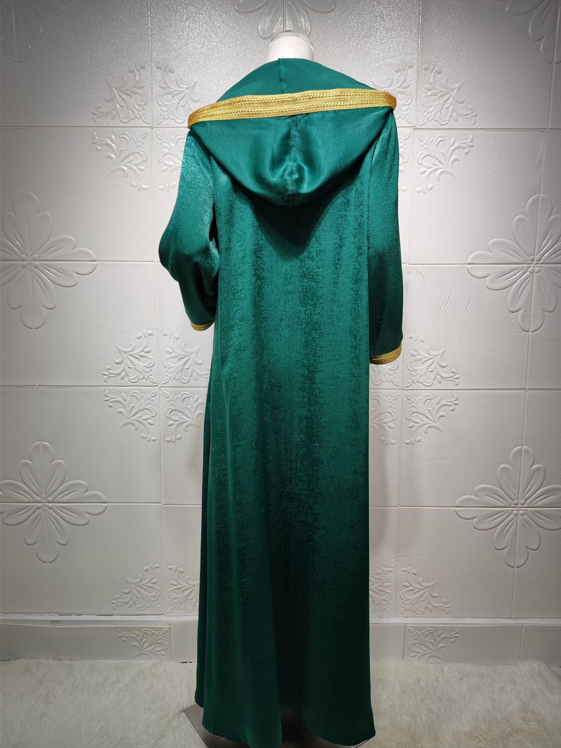 Abaya musulmano in camoscio con pizzo color champagne da donna Abaya maculato da donna_voghion.com