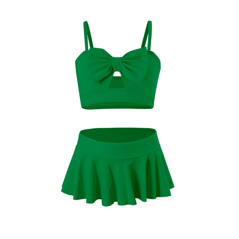 Maillot de bain trois pièces pour enfants Mother&Kids Maillot de bain jupe à volants avec nœud mignon pour filles_voghion.com
