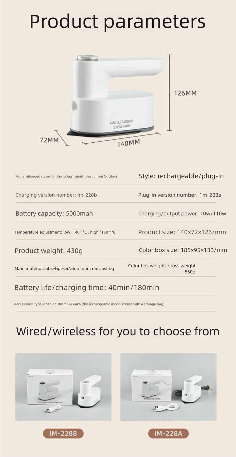 Wireless Charging Machine Mini Small Portable Dormitory Electric Iron Home Handheld Clothes Ironing Garment Steamer_voghion.com