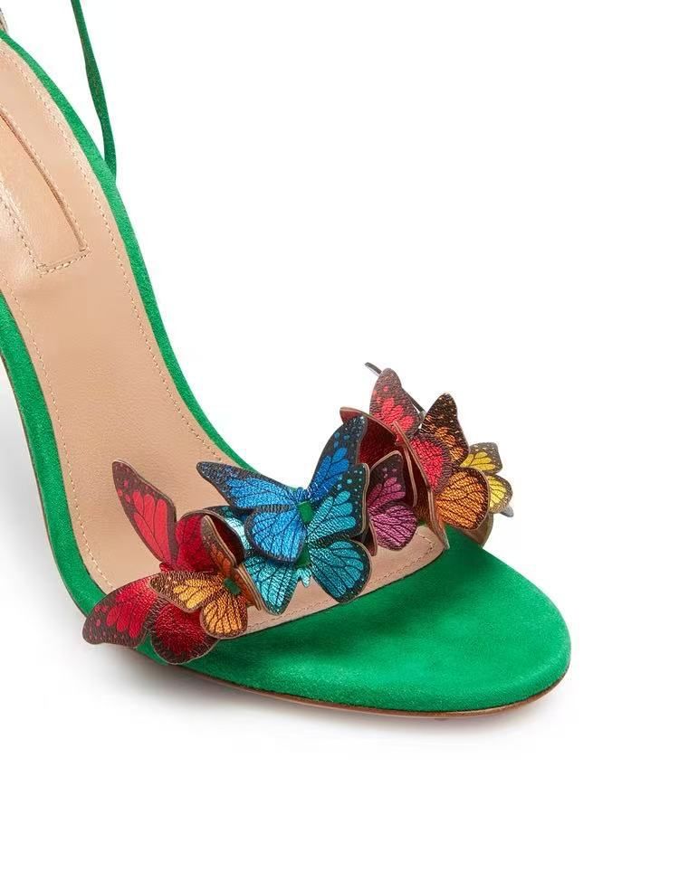 by Step Attracting Butterflies 2025 New Butterfly Cross Strap Stiletto High Heel Sandals For Women Peep Toe Mules_voghion.com