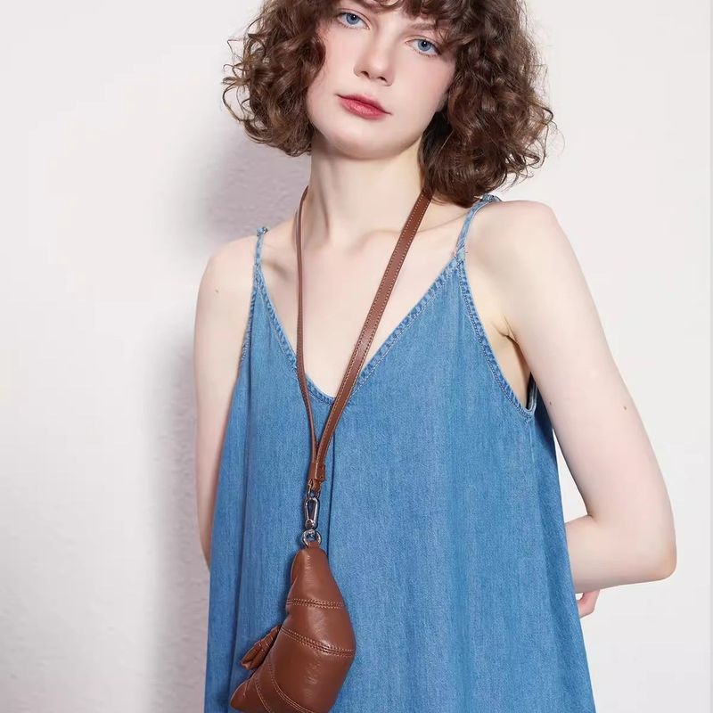 Piccola borsa portamonete da collo con design a croissant, mini borsa a tracolla a forma di rossetto, per auricolari_voghion.com