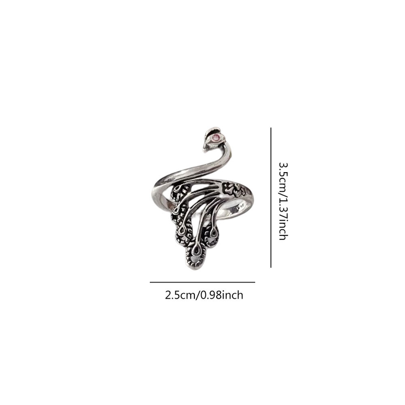 Vintage Peacock Ring Open Hook Needle Gold Carp Fish Silver Phoenix Ring_voghion.com