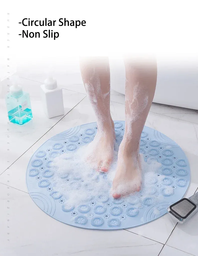 Anti-Rutsch-Duschmatte, PVC-Badematte mit Abflusslöchern, Fußmassage-Textur, schnelltrocknend (55 x 55 cm), EU-Badezimmersicherheit_voghion.com