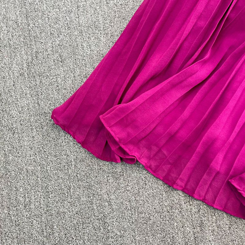 Damenbekleidung Modischer Anzug Leichtes Revers Lockeres Einreihiges Spitzenhemd Zweiteiliger Anzug Faltenrock mit hoher Taille_voghion.com