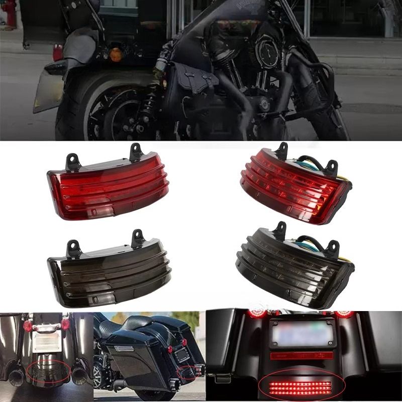 Motorcycle Tri-Bar LED Rear Tail Brake Fender Tip Light Turn Signal For Harley Touring 2014-2023 Street Glide & Road Glide 15-21_voghion.com