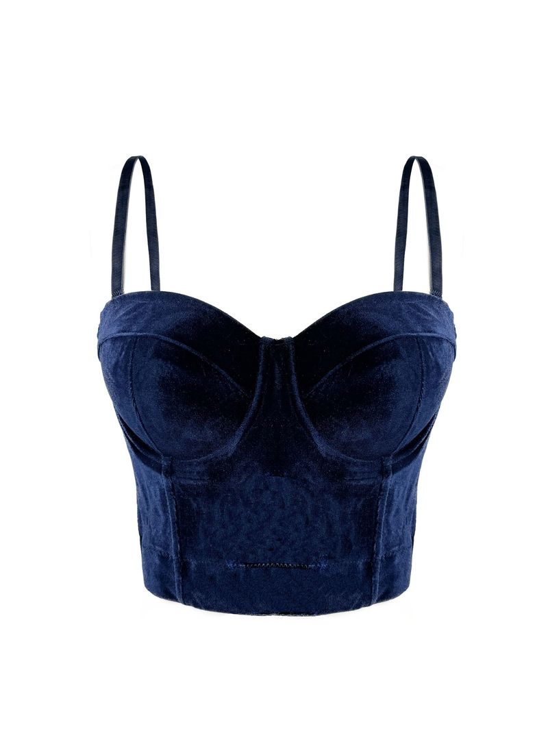 Vêtements pour femmes, bretelles en velours, vêtements d'extérieur, soutien-gorge en arête de poisson, couleur unie, velours coréen avec anneau en acier, gilet gainant, style court, haut tube polyvalent_voghion.com