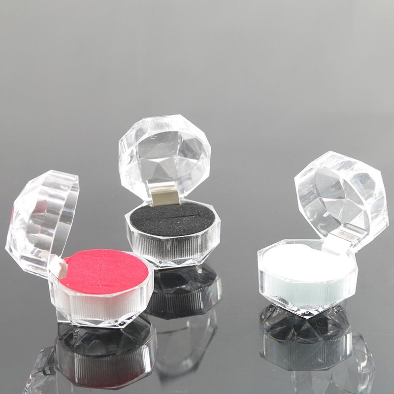 Caja de acero inoxidable para anillos, pendientes, tachuelas y joyas con forro de terciopelo transparente y recto._voghion.com