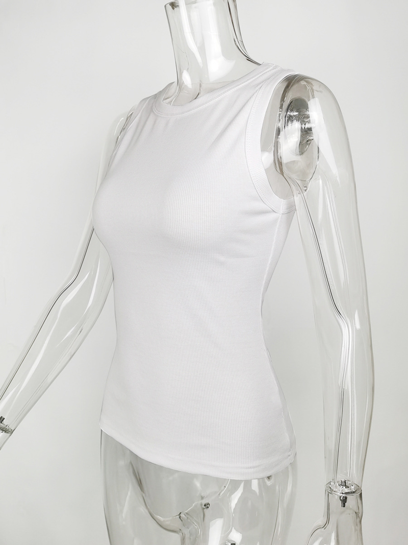 Damski top z dzianiny z dołem i okrągłym dekoltem, jednolity kolor, z dzianiny z dołem i górą_voghion.com