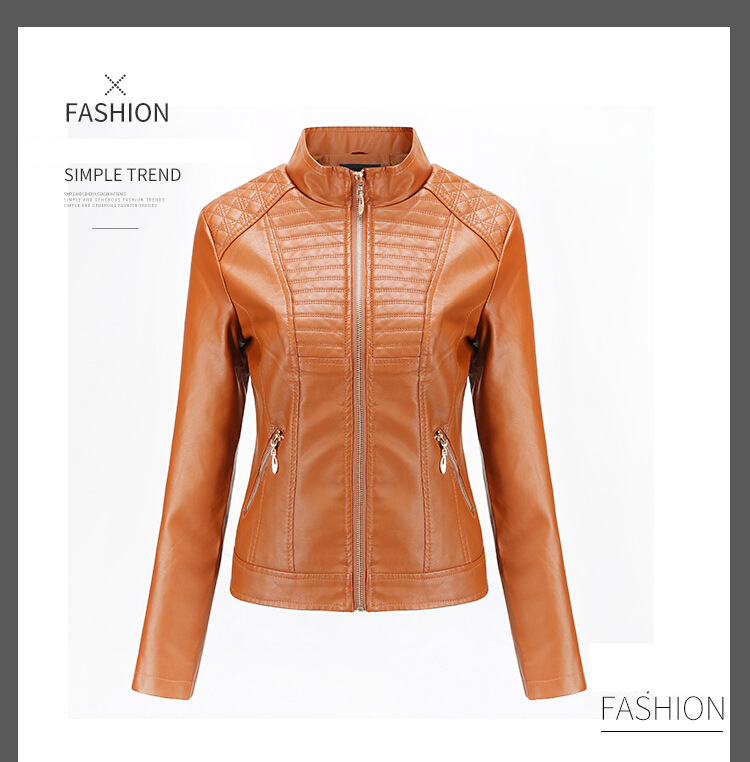 Women's Clothing Leather Jacket Leather Jacket Casual Spring and Autumn Coat_voghion.com