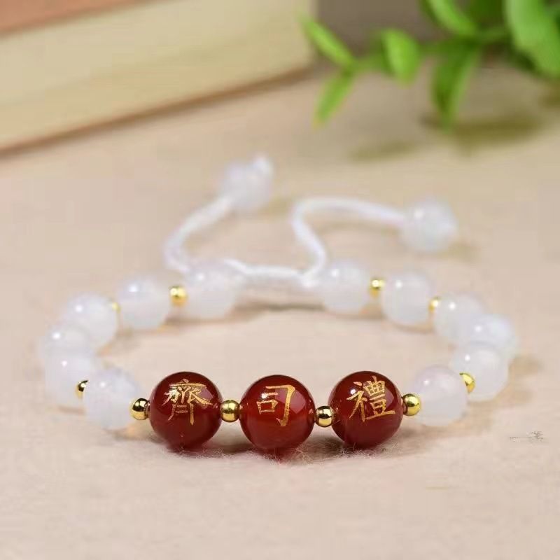 Braccialetto in agata rossa con perline intrecciate in cristallo di fragola, personalizzabile, per donna, semplice, squisito, regalo per studenti, gioielli da uomo_voghion.com