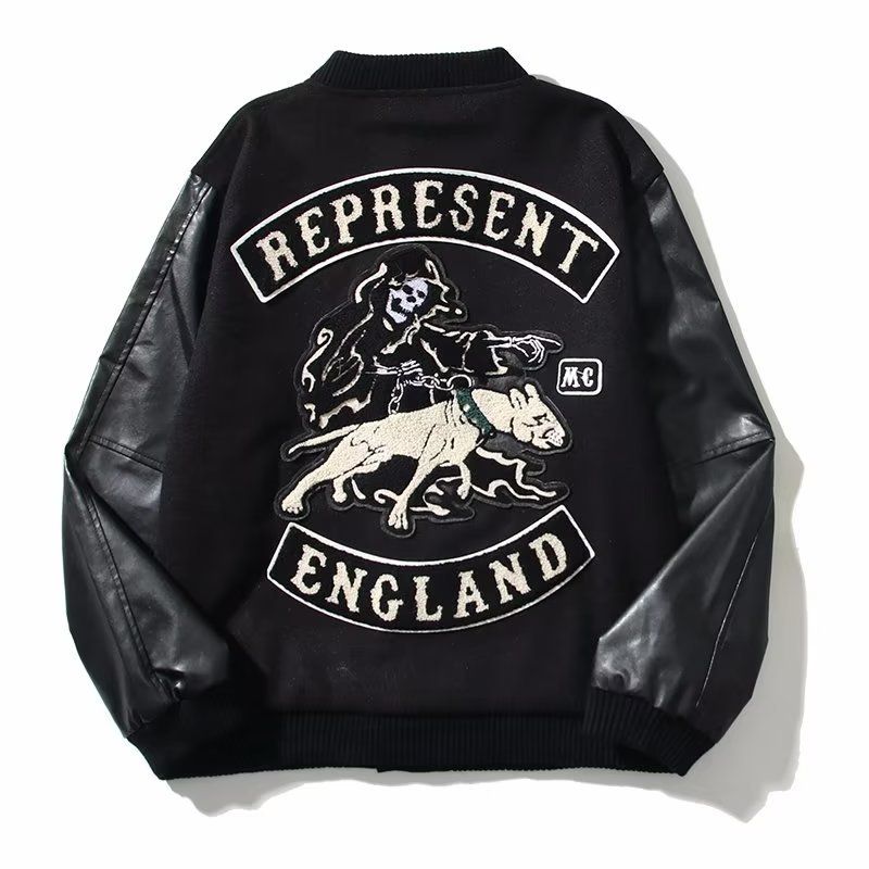 Ropa para hombre, chaqueta con bordado retro de marca Vicious Dog, chaqueta de béisbol vintage de primavera y otoño para hombre_voghion.com