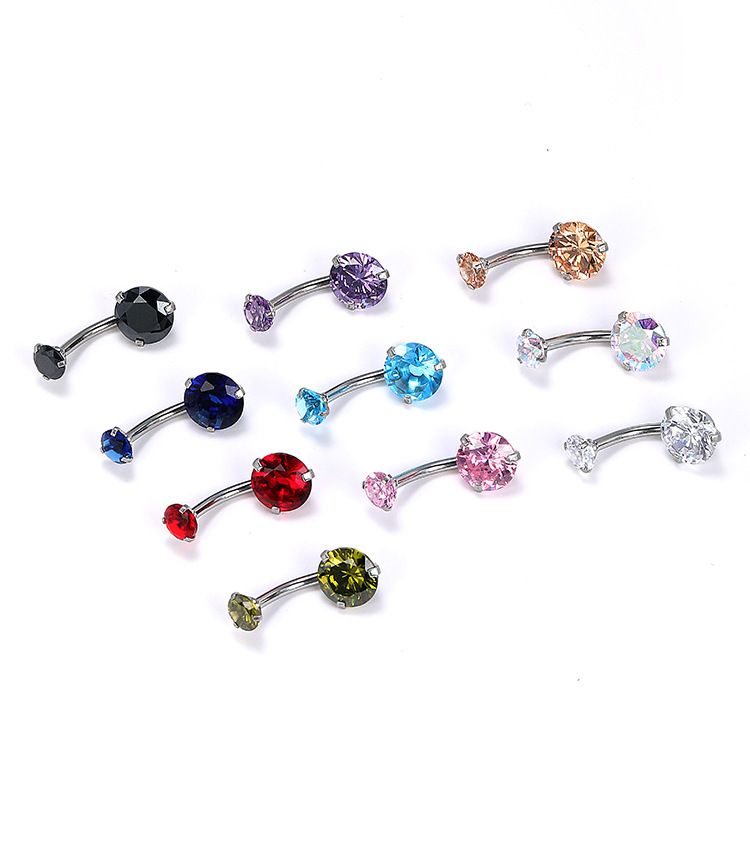 Gioielli e accessori dente titanio acciaio chiodo ombelico femmina doppia testa intarsiato gemma acciaio inossidabile anello ombelico fibbia ombelico_voghion.com