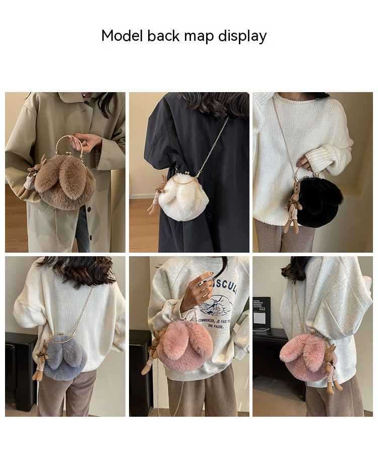 Borsa a tracolla in peluche di nuova tendenza moda autunno e inverno Borsa a tracolla in peluche per donna Instagram Borsa a catena con una spalla morbida e carina per donna_voghion.com