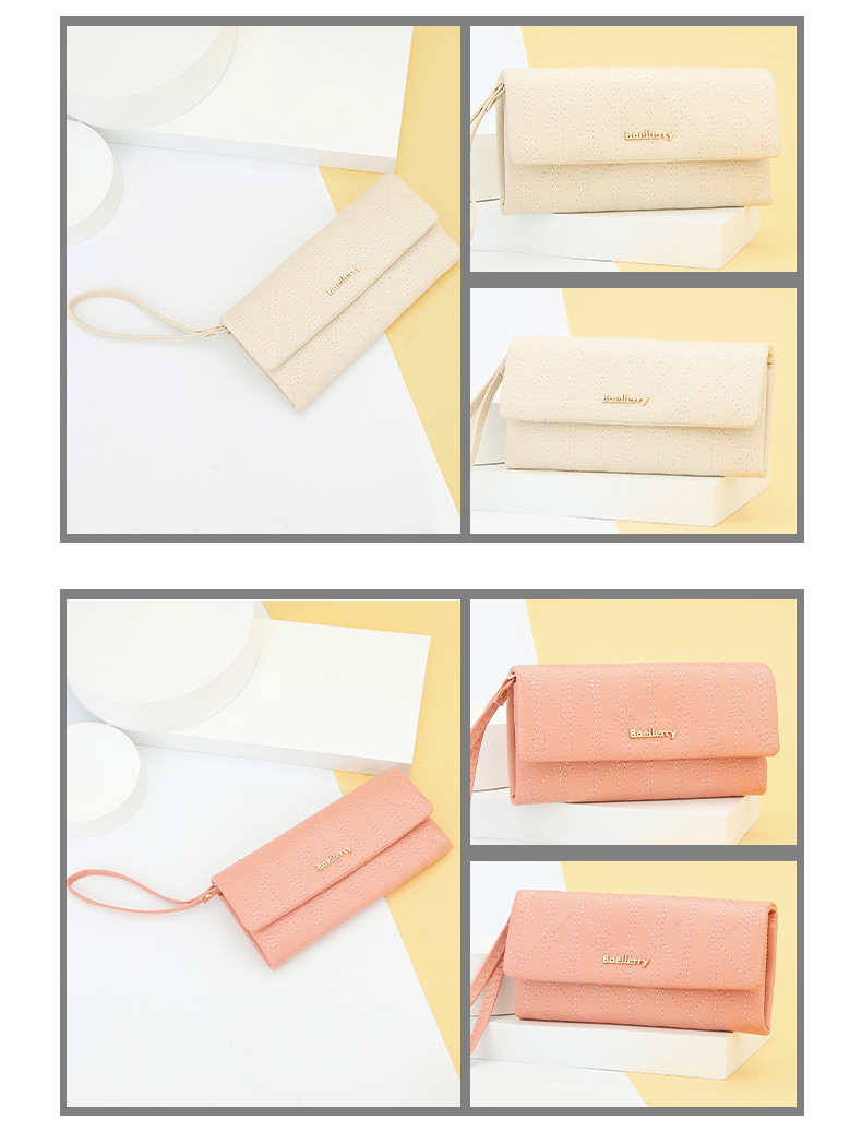 Baellerry nuovo portafoglio da donna lungo trapuntato grande capacità fibbia pochette alla moda borsa per cellulare_voghion.com