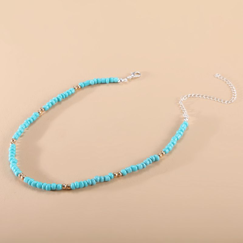 Collier ras du cou simple en perles de rocaille pour femme, breloque colorée faite à la main, style bohème, été_voghion.com