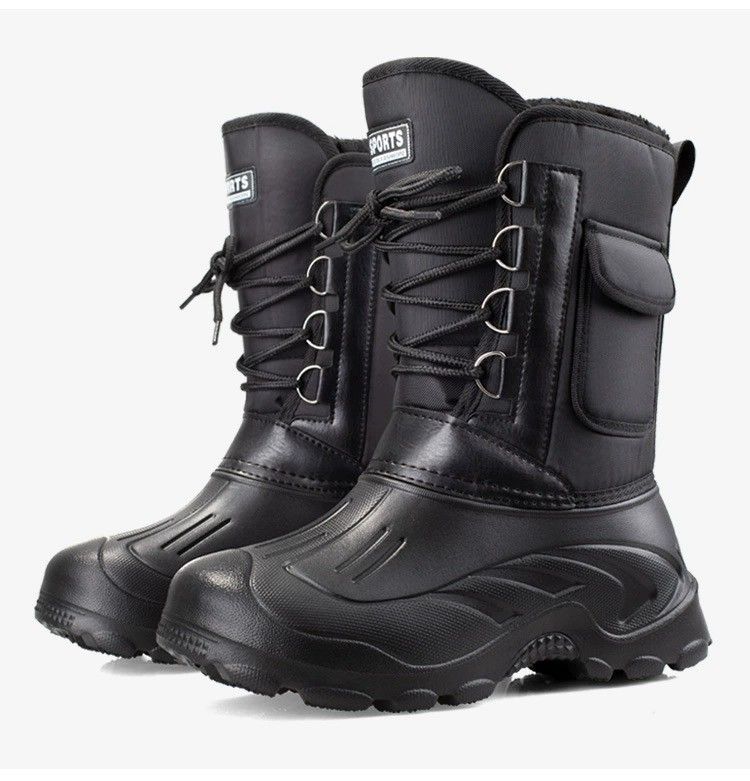 Stivali da neve invernali da uomo – Scarpe da pesca impermeabili in EVA con fodera in pile e suola antiscivolo (nero/blu/verde, calzano piccole)_voghion.com