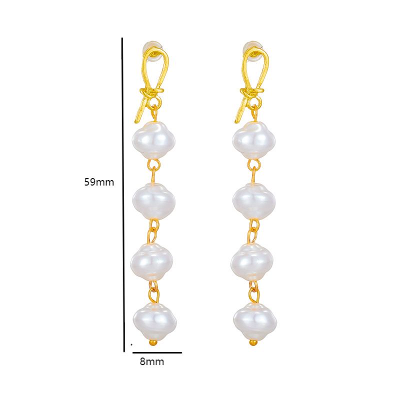 French shaped pearl earrings vintage fashion exaggerated earrings pearl earrings women_voghion.com