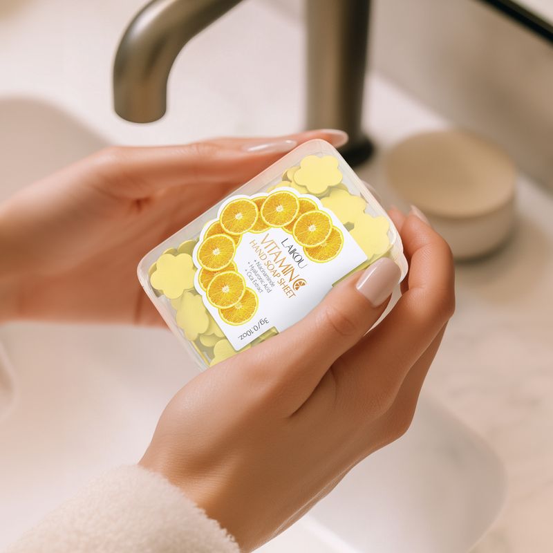 Scrub e trattamenti per il corpo, compresse di sapone monouso aromatizzate alla vitamina C, carta saponata portatile, compresse lavamani mini-petali portabili da studenti e bambini_voghion.com
