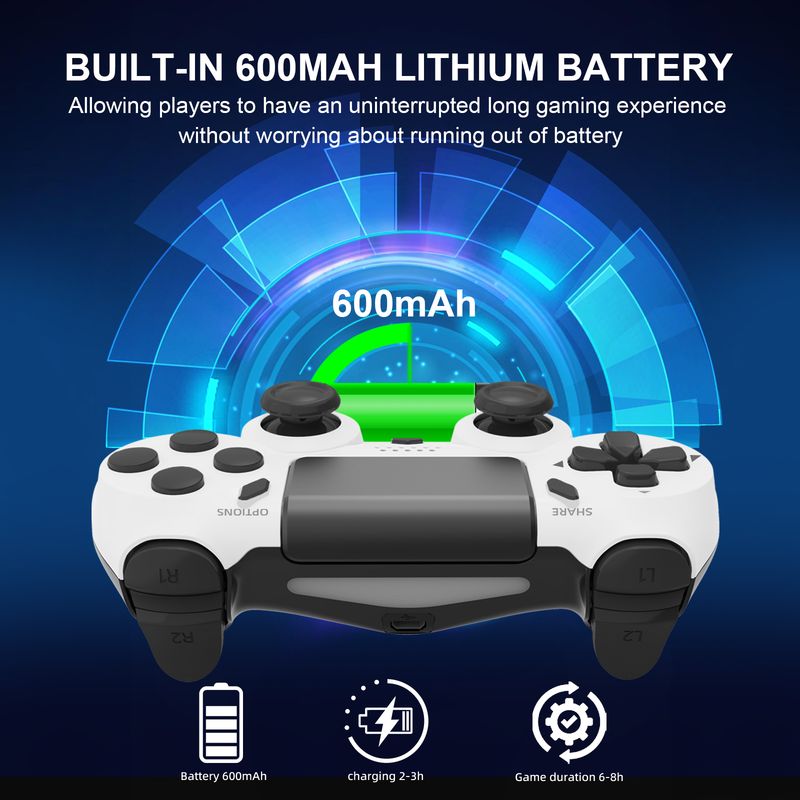 Mando inalámbrico con Bluetooth y giroscopio de 6 ejes GAMINJA con panel táctil y vibración dual para consola PS4 y PS3_voghion.com