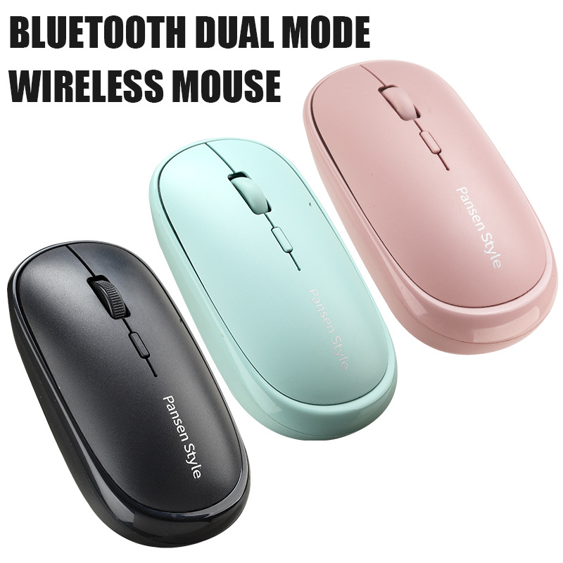 Carregamento Bluetooth Dual-mode sem fio Macaron Color Mouse Notebook silencioso Pink Lady_voghion.com