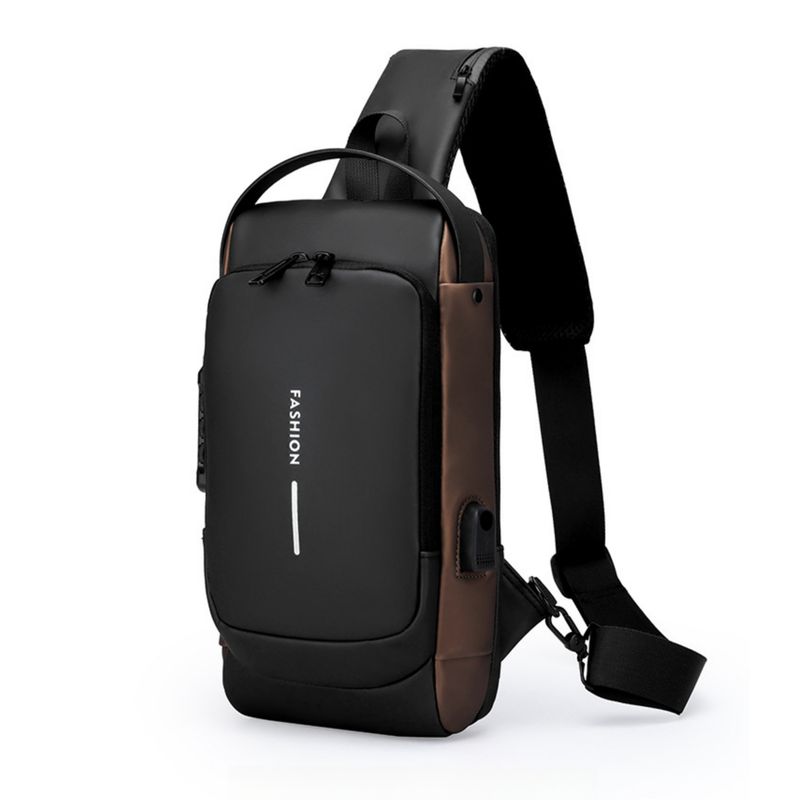 Oxford Fabric Sling Backpack With USB Charging Port, Adjustable Strap - Casual Outdoor Crossbody Bag For Hiking And Travel_voghion.com