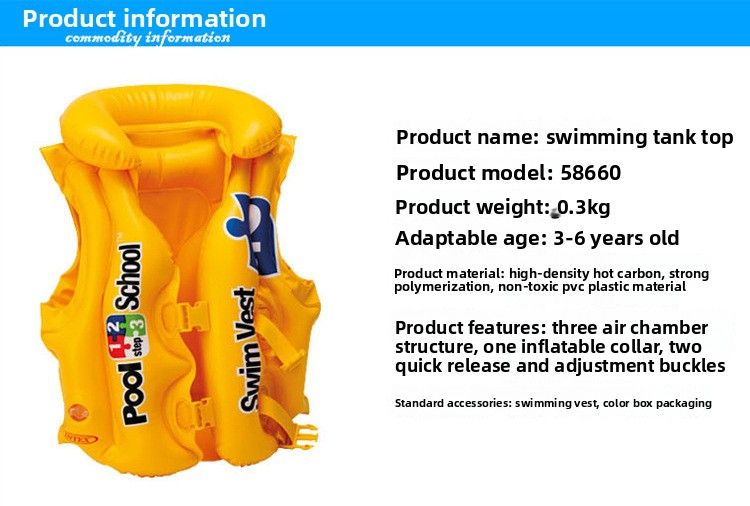 Gilet de sauvetage gonflable original INTEX pour enfants, trois chambres à air réglables 58660_voghion.com