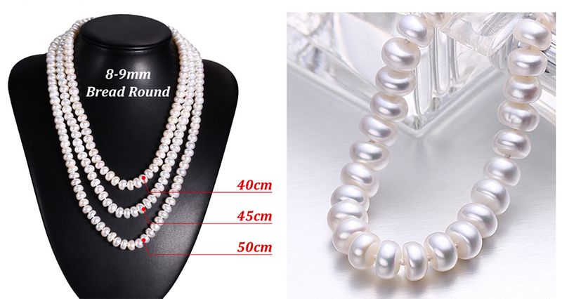 Collier de perles d'eau douce naturelles blanches tendance pour femmes, perles de 8 à 9 mm, longueur de 40 cm/45 cm/50 cm, bijoux tendance_voghion.com